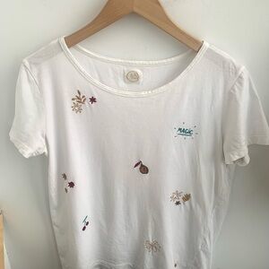 Magic Women's Floral Embroidered Tee - White